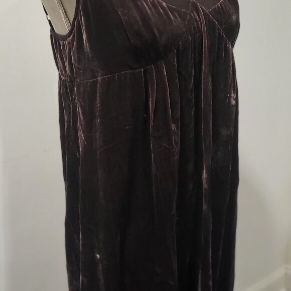 Gap Size 14 Chocolate Brown Velvet Dress, Spaghetti Straps, Low Back - Picture 3 of 9